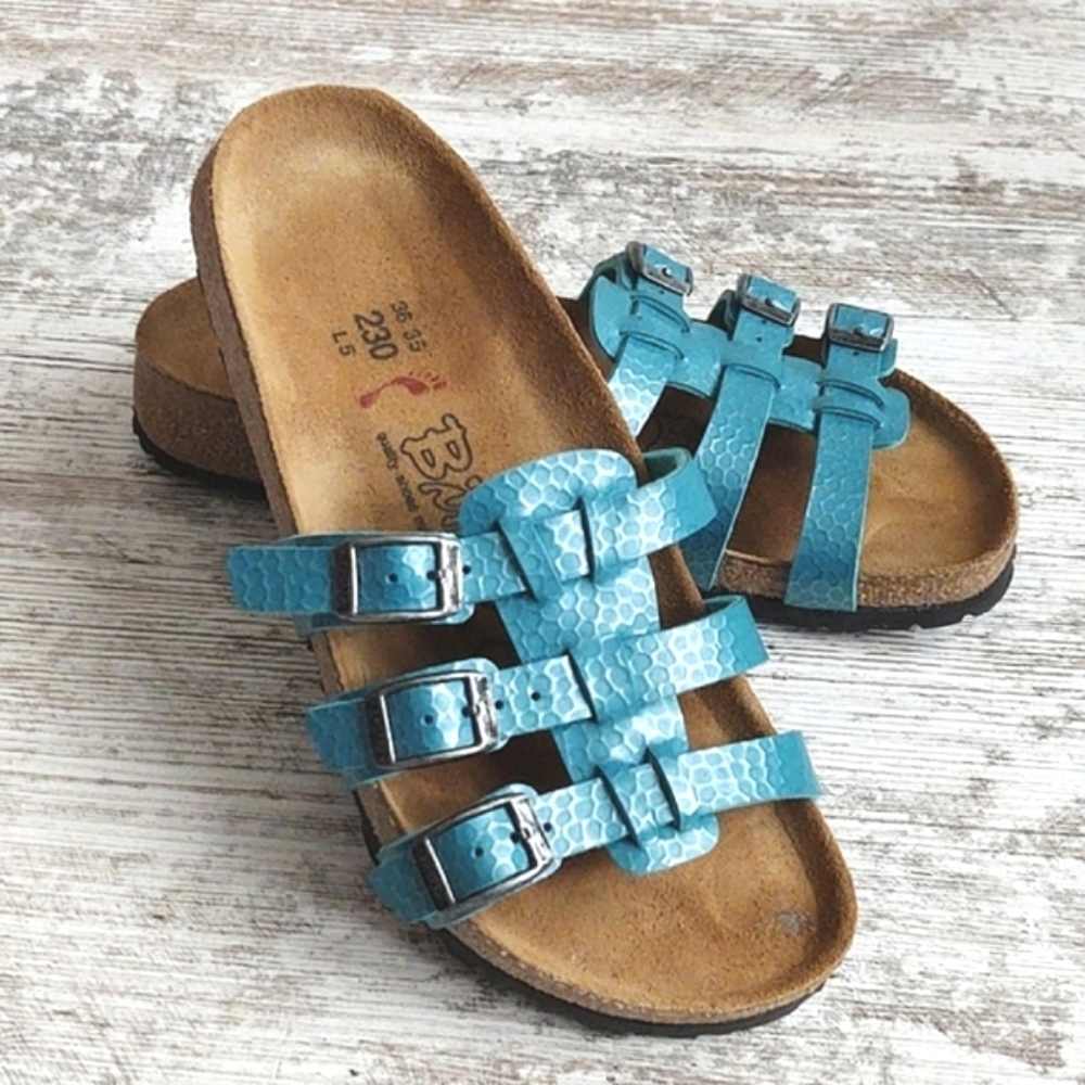 🟩Like New Sz 36 Birkenstock Turquoise Slide Sandal